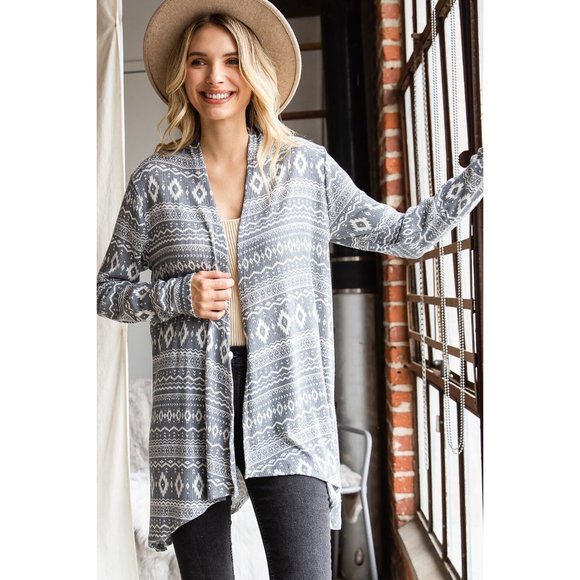 BOHO BLISS GREY CARDIGAN - Picture 1 of 3